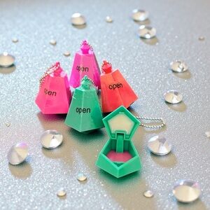 Magic USA Aqua Blue Green Diamond Key Chain Glittery Double Flavor Duo Lip Gloss